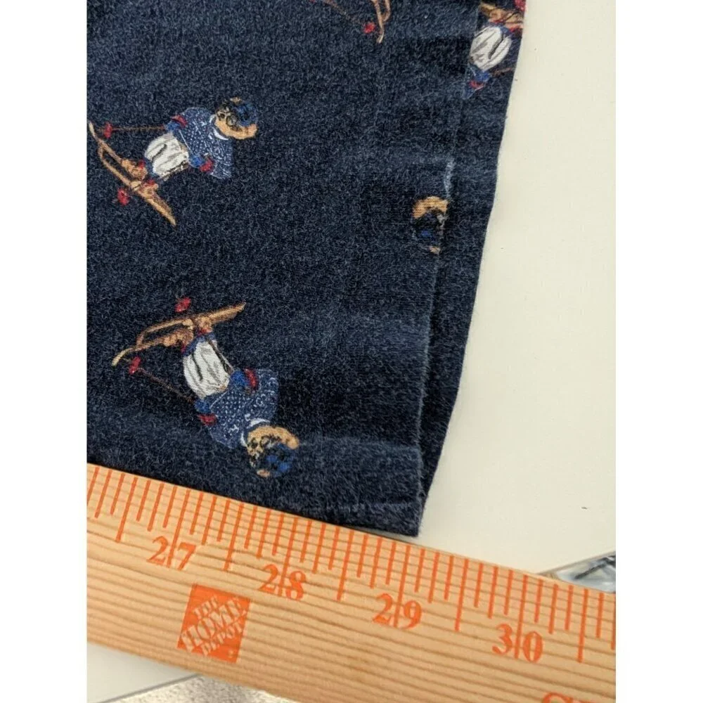 Ralph Lauren Skiing Polo Bear PJ Pants Mens Size Small Blue Elastic Waist Sleep